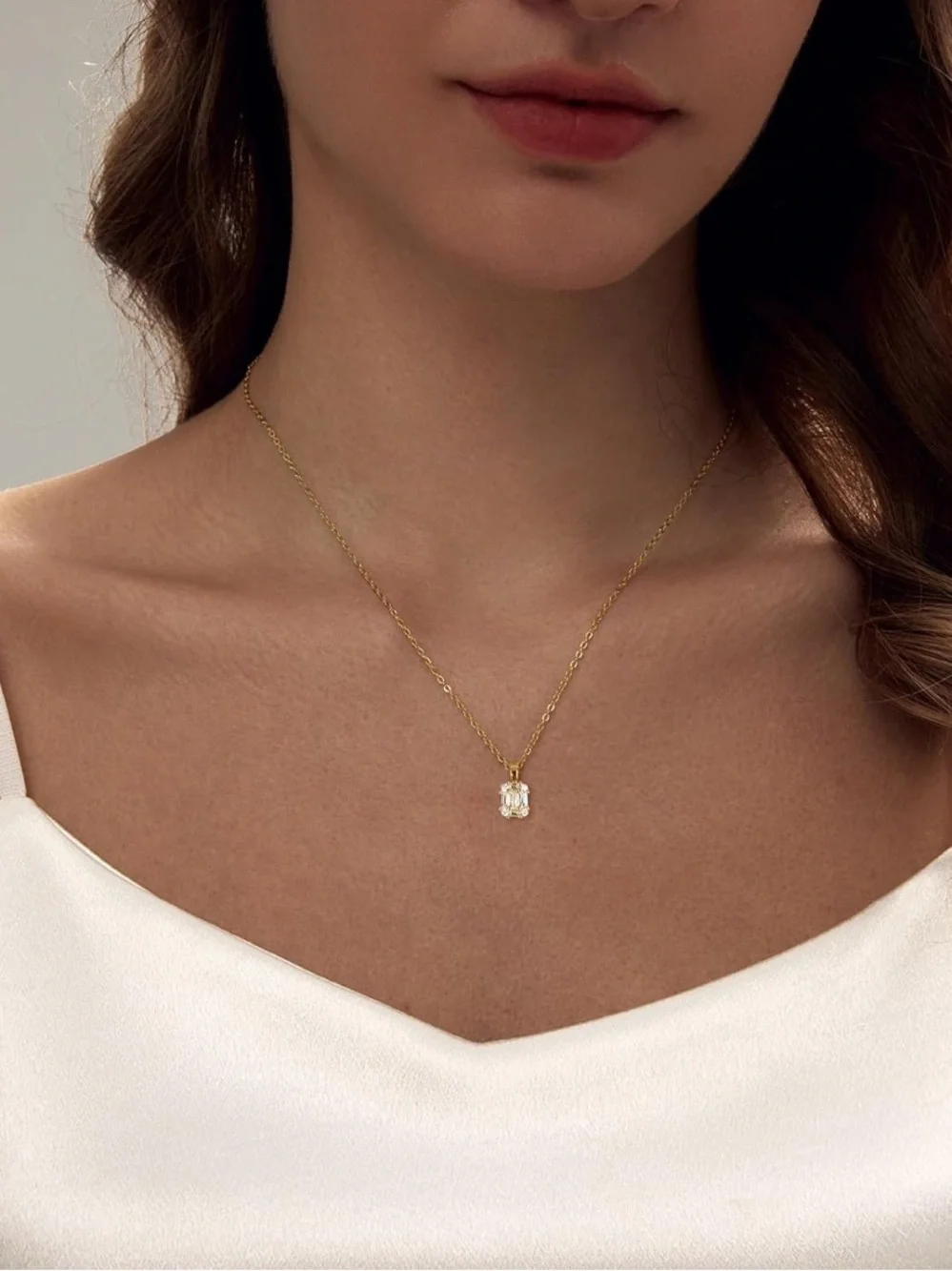 18K Gold Plated Diamond CZ Pendant Necklace
